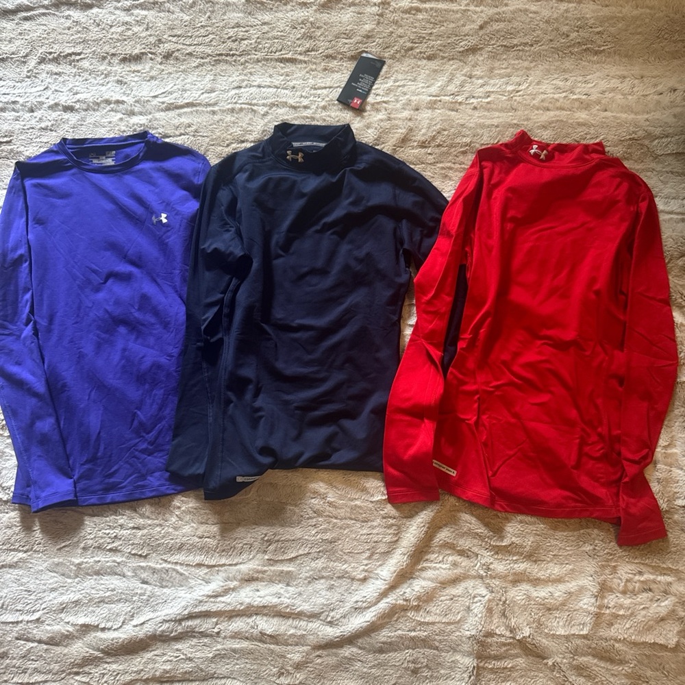 Under Armour Womens Long Sleeve Thermals- Purple, Black, Red